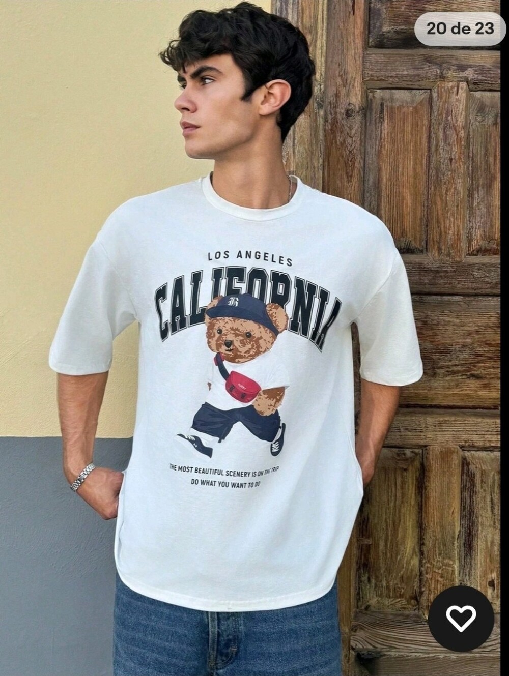 Othr White Graphic Polo Shirt with Teddy Bear Print